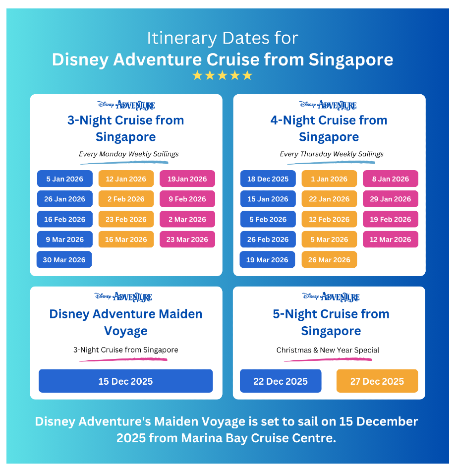 Disney Singapore Cruise Itineraries (2025-2026)